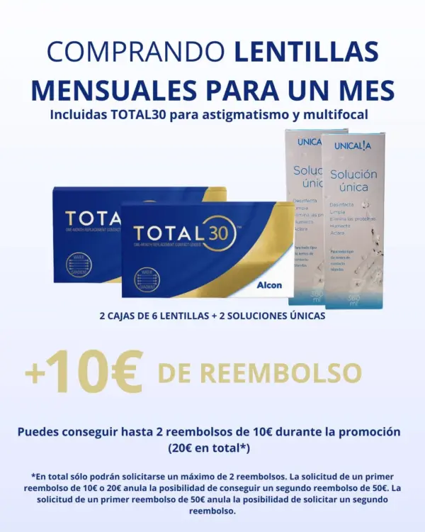 PACK LENTILLAS MENSUALES PARA 6 MESES + REEMBOLSO